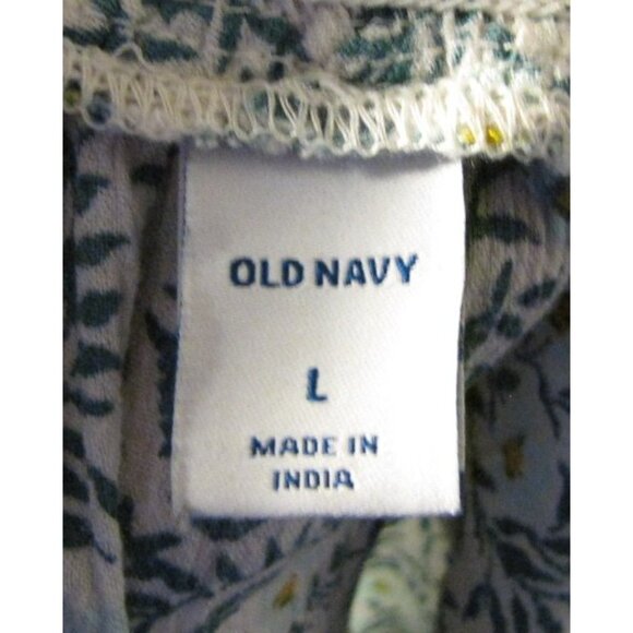 Old Navy L Green Floral Sleeveless Shirt Top Blouse - Picture 3 of 3